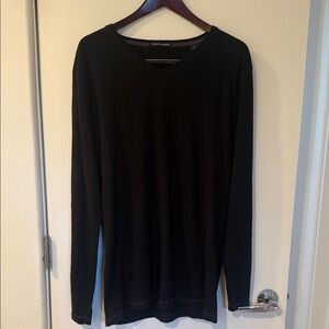 Michael Brandon Black Long Sleeve V-Neck Shirt